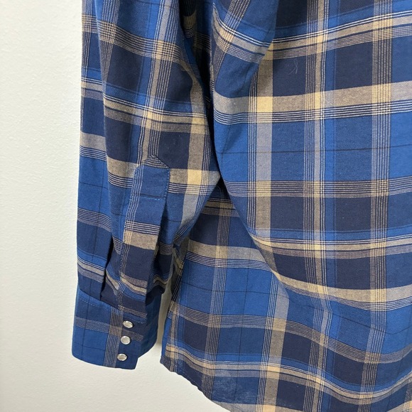 Ely Cattleman Blue Plaid Western Pearl Snap Shirt Men's Medium Cowboy Retro - Picture 6 of 8